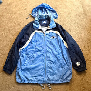 University Of North Carolina UNC Tar Heels Starter Jacket Hood Nylon Zip Mens XL